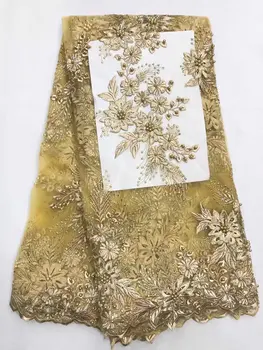 

African Lace Fabric High Quality French Tulle Lace Fabric New Arrival Stone Beaded Lace Fabric For Wedding Decoration jl5c