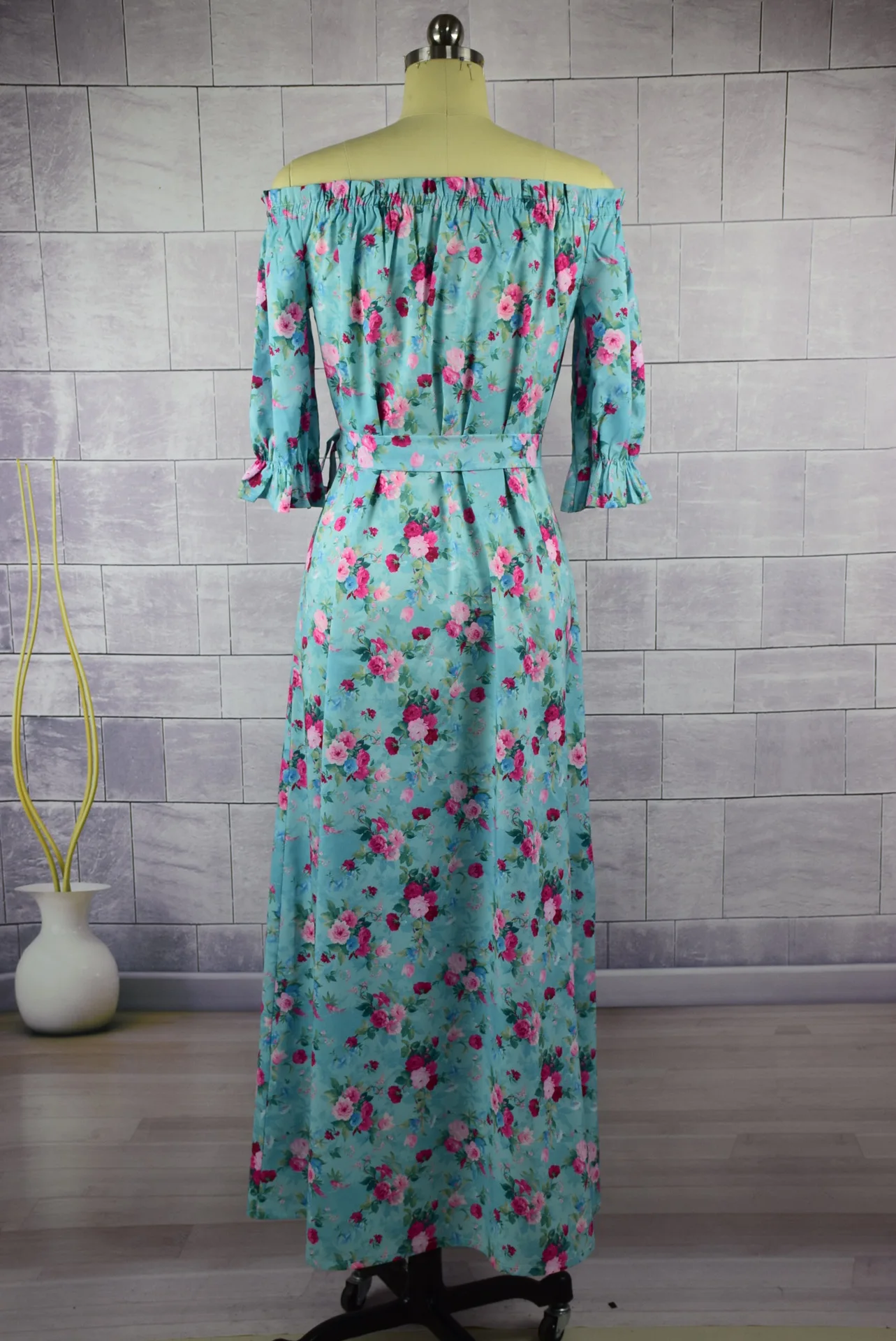 ZOGAA 2019 half-sleeve shoulder lotus sleeve mother daughter dresses blue moeder dochter kleding family matching clothes ZOGAA 2019 half-sleeve shoulder lotus sleeve mother daughter dresses blue moeder dochter kleding family matching clothes