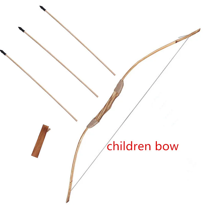 Kids Wood Bow and Arrow With  Quiver Set  3 ARROWS Good For Archery Toy New 