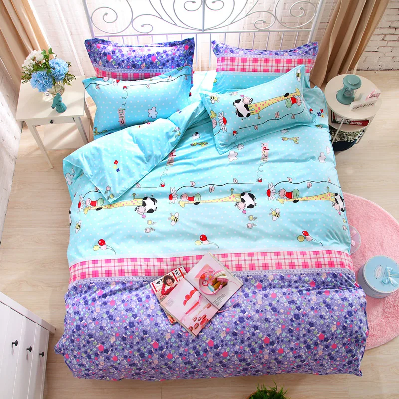 100 Brand Cartoon Cotton Bedding Sets Luxury Bed Sheet Set Cute Kids