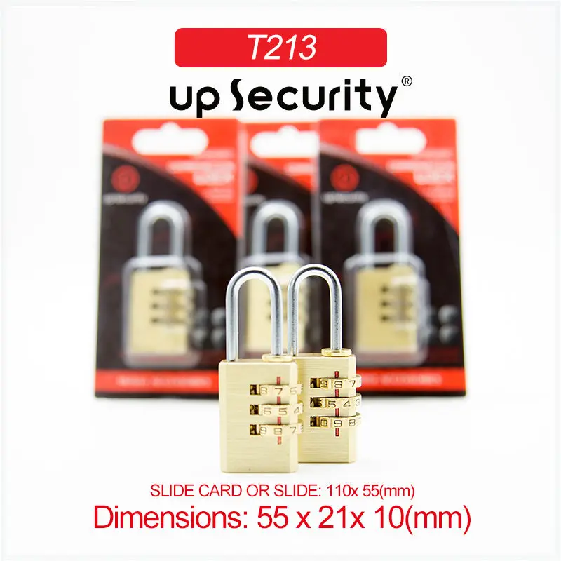 Pure copper combination lock gym brass padlock gold color 3