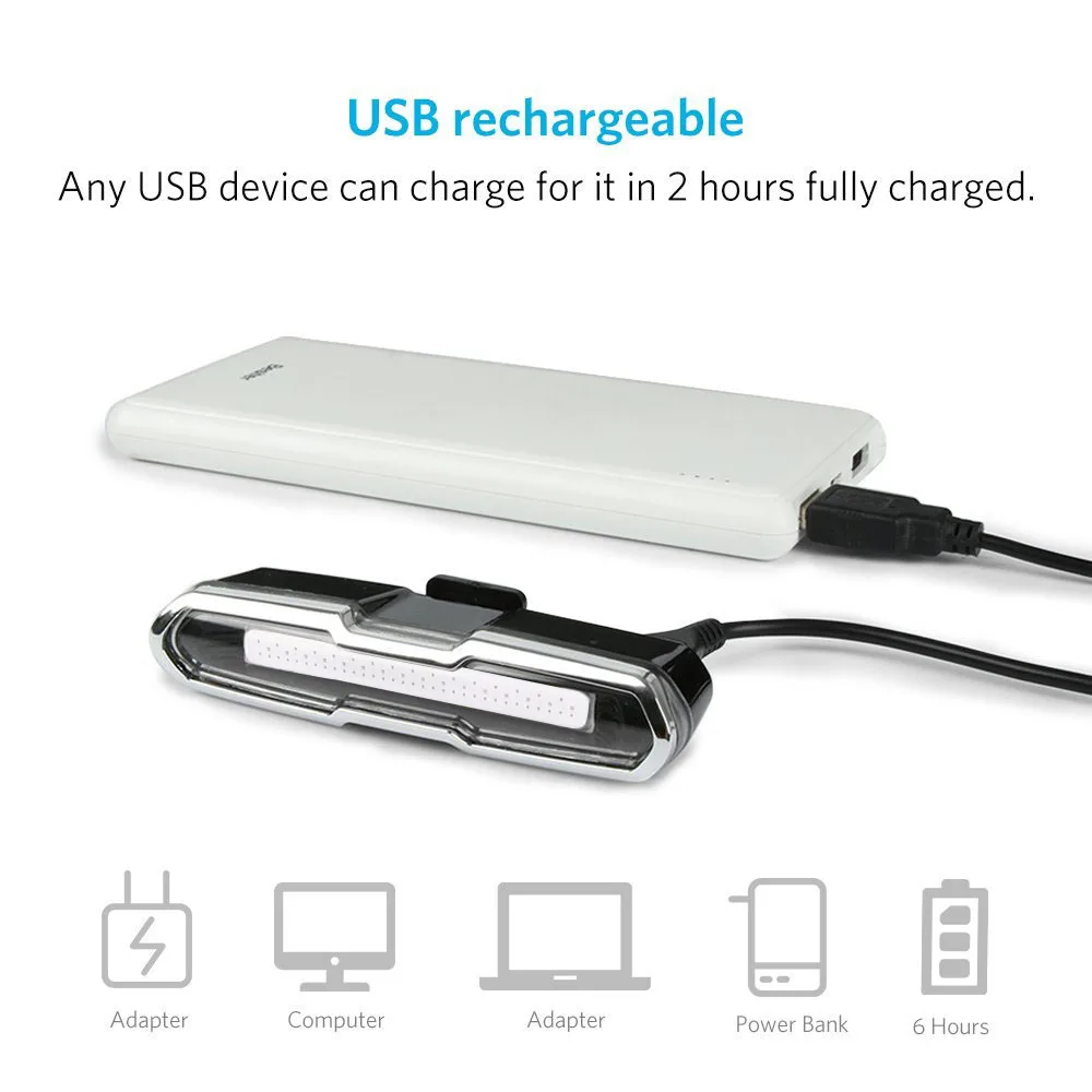 ThorFire ультра яркий велосипедный фонарь USB Перезаряжаемый задний фонарь велосипеда фонарик 5 режимов высокой интенсивности передний свет задний свет