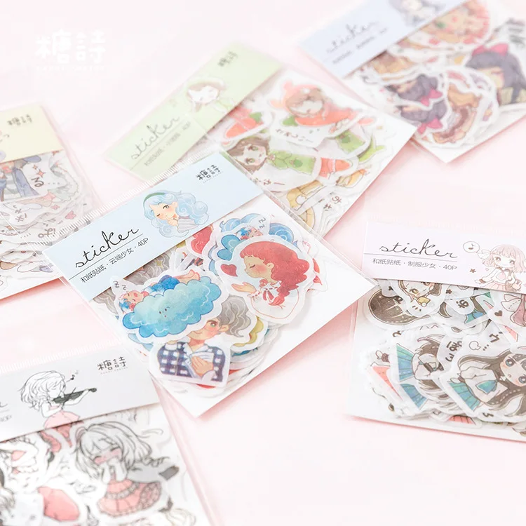 

Cute Stickers Scrapbooking Flakes Journal Japanese Label Dary Sweet Girl DIY Small Paper Sticker School Supplies Stationery