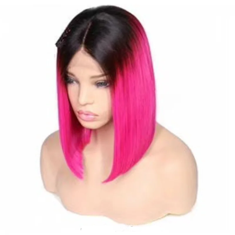

Free shipping 9 Styles for choose colorful Short Straight Lace Front Human Hair Wigs Russian Bob wigs