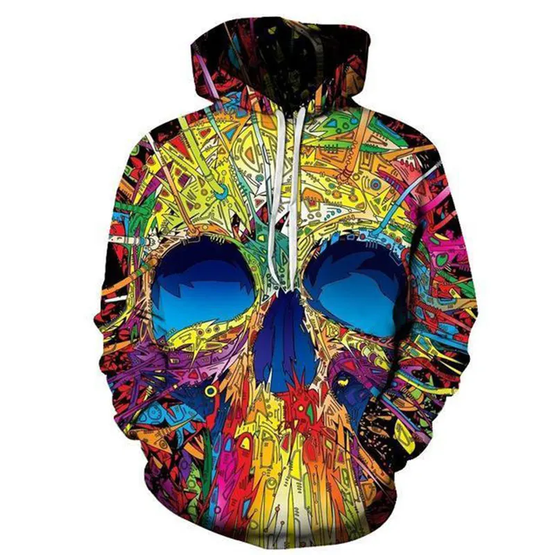 Cloudstyle Fashion Men Hoodies 3D Sweatshirts Print Colorful Skulls
