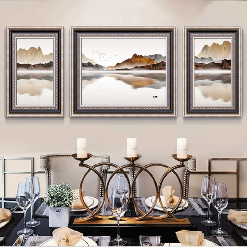 

5D DIY Diamond Painting Kit Diamond Embroidery Chain of Mountains Reflection River Birds Boat Mosaics Cross Stitch Wall Decor