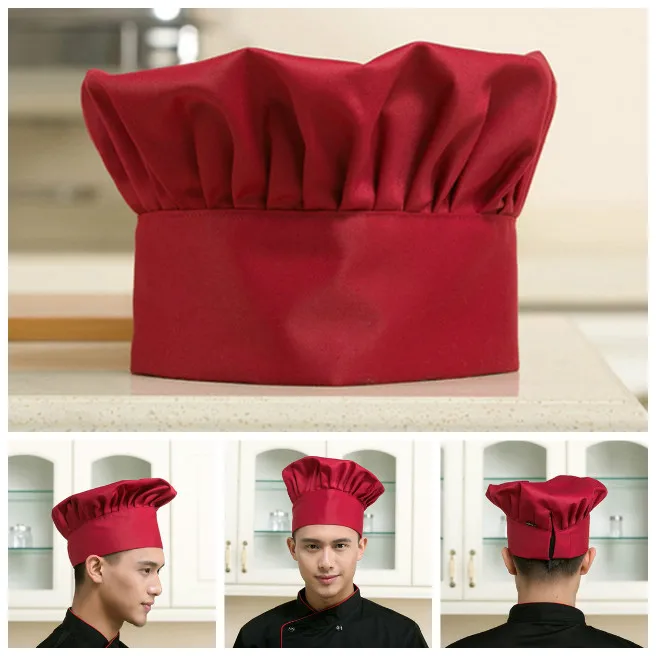 Adjustable Cafe Restaurant Cook Cap Chef Hat Comfortable Pleated Caps ...