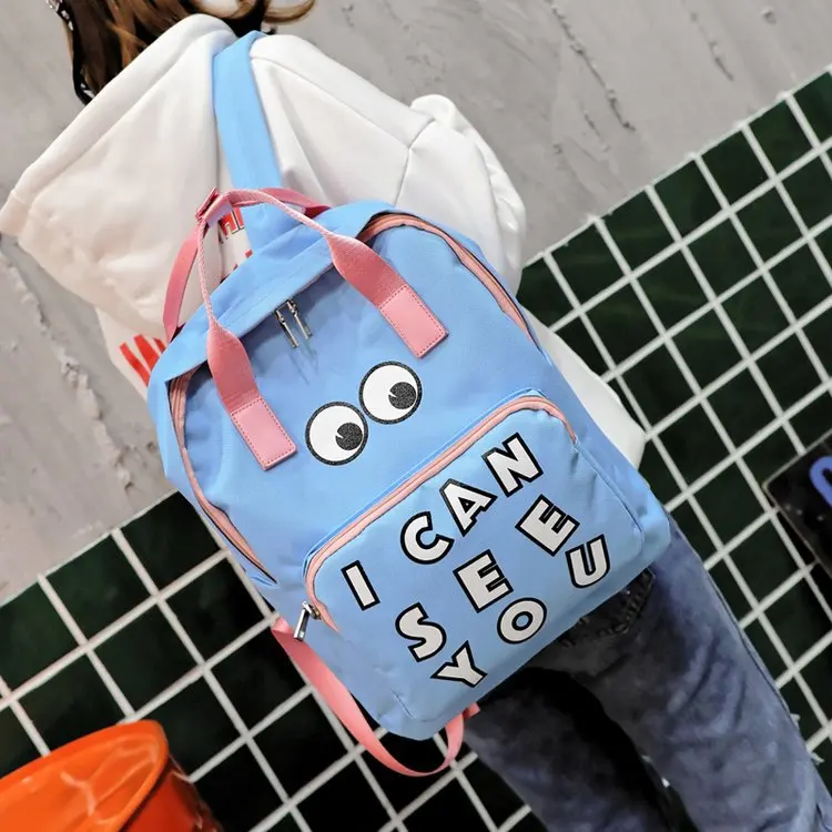 

Japanese Funny Cartoon Big Eyes Portable Backpack Small Fresh Printed Cute Letters Middle School Student Bag Backpack