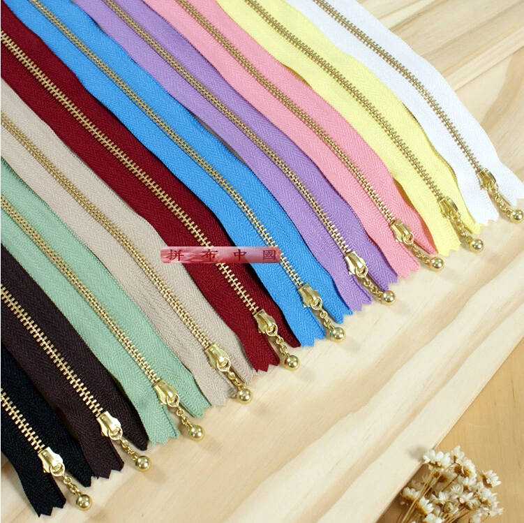 10 Pcs 3 Gold Chain Drop Zipper 25cm Sewing Tools Clothing Accessories