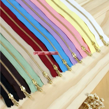 

10 Pcs 3# Gold Chain Drop Zipper 25cm Sewing Tools Clothing Accessories