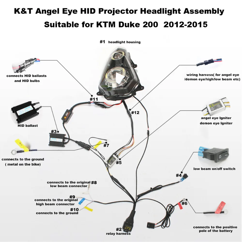 Kt Completo Faro Para Ktm Duke 200 2012 2016 Led Ángel Ojo Rojo KTM Duke 125 Ktm Duke 390 Wiring Diagram
