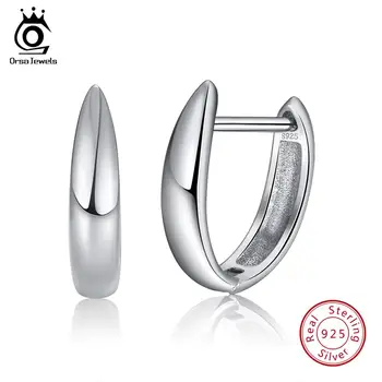 

ORSA JEWELS 100% 925 Sterling Silver Hoop Earrings For Women Perfect Polished Cute Small 15mm Earring Female Jewelry Gift OSE76