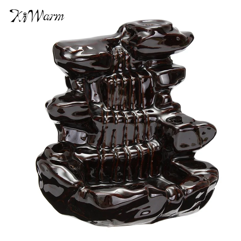 

Retro Ceramic Handmade Porcelain Ceramic Incense Burner Mountain and Flowing Water Waterfall Backflow Cone Decor