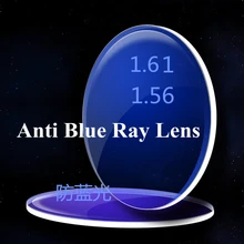 1,56, 1,61, линзы с индексом против синего излучения, прозрачные оптические линзы по рецепту, линзы с защитой от синего излучения, обработка, 2 шт