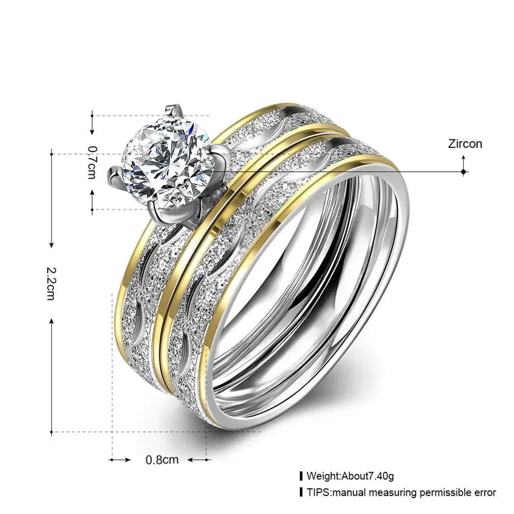 Maxmoon Large CZ Zircon gold filled Real Love Couple Ring Wedding Rings Engagement pair Rings for men women