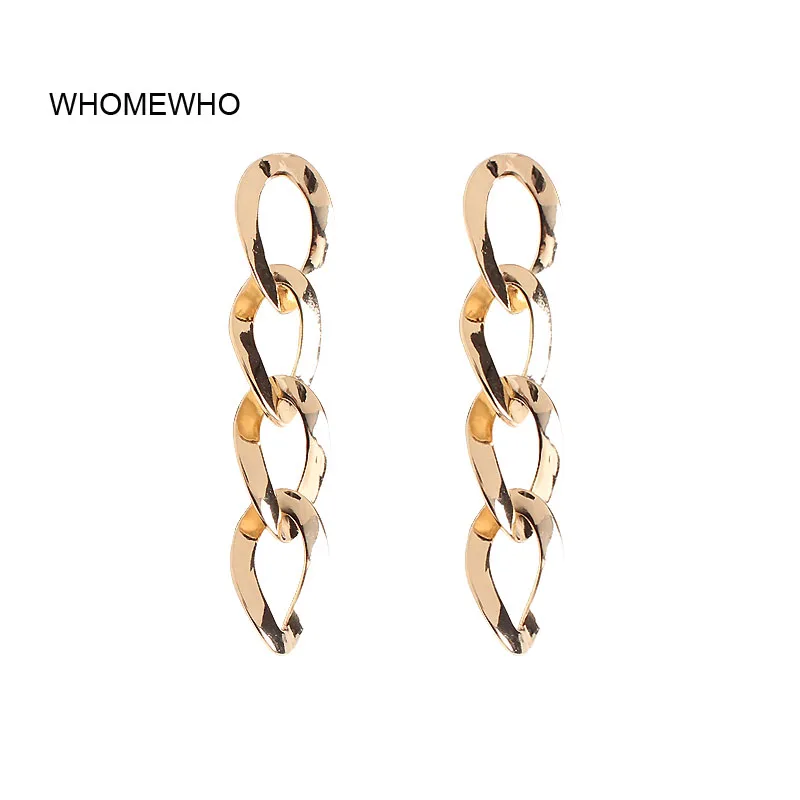 

WHOMEWHO 2019 New Arrival Gold Metal Link Chain Minimalist Drop Earrings Fashion Trending Bridal Party Jewelry Ear Accessories