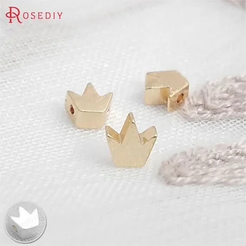 

(30603)50PCS 5.5*5MM 24K Champagne Gold Color Plated Brass Crown Spacer Beads Diy Jewelry Findings Accessories Wholesale