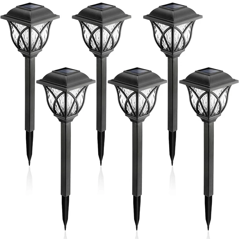 Günstige 6 teile los Solar Powered Garten Rasen Lampe Einfach Installieren Langlebig Hof Dekoration Wasserdicht Schwarz Landschaft Licht Im Freien Led lampe