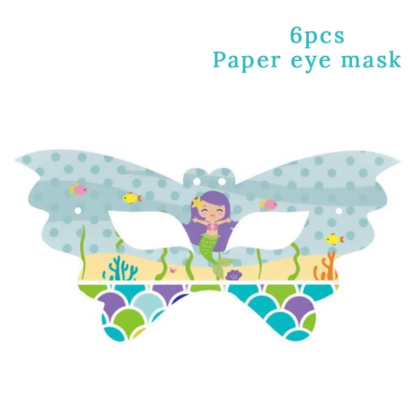 JOY-ENLIFE, 1 шт., вечерние скатерти Русалочки с изображением подводного мира, вечерние скатерти для вечеринки в честь Дня Рождения - Цвет: 6pcs Paper Mask