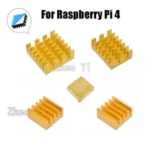 4 Uds para Raspberry Pi 4B de aluminio disipador térmico radiador enfriador Kit para Raspberry Pi 4 (oro)