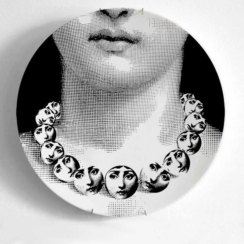 10-дюймовая шпилька для Fornasetti таблички для дома украшения Рождественские украшения для ужина пластина декоративная настенная посуда черный, белый цвет настенные тарелки - Цвет: 8