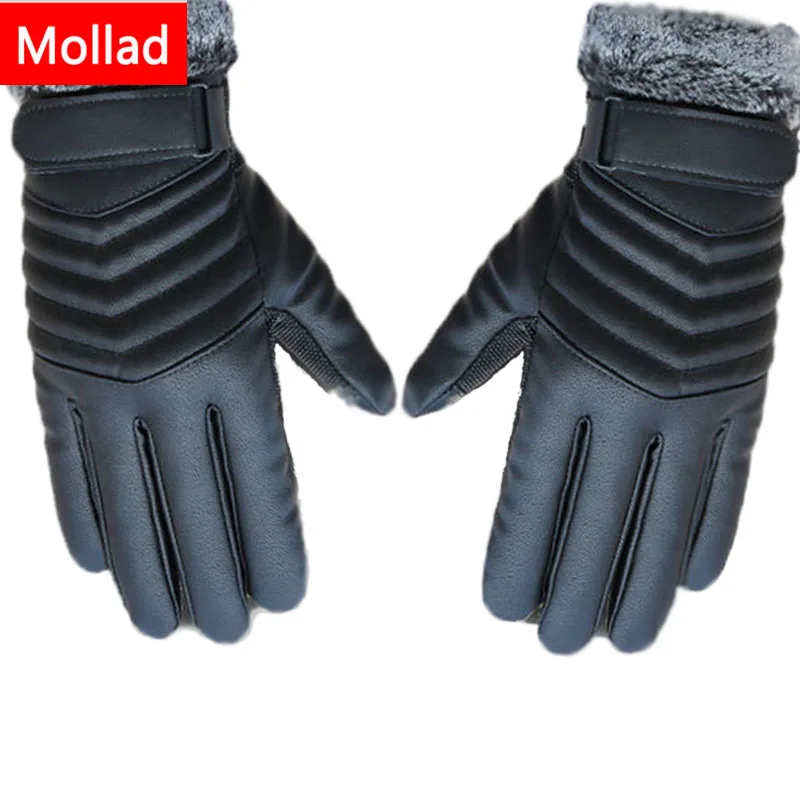 

Mollad NEW Leather winter guantes sheepskin Gloves men Leather gloves Touchable screen simple prevent cold Gloves for men