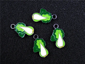 

AE735 Mix Color 20Pcs Alloy Metal Enamel Chinese cabbage Charms Pendant 26x16mm