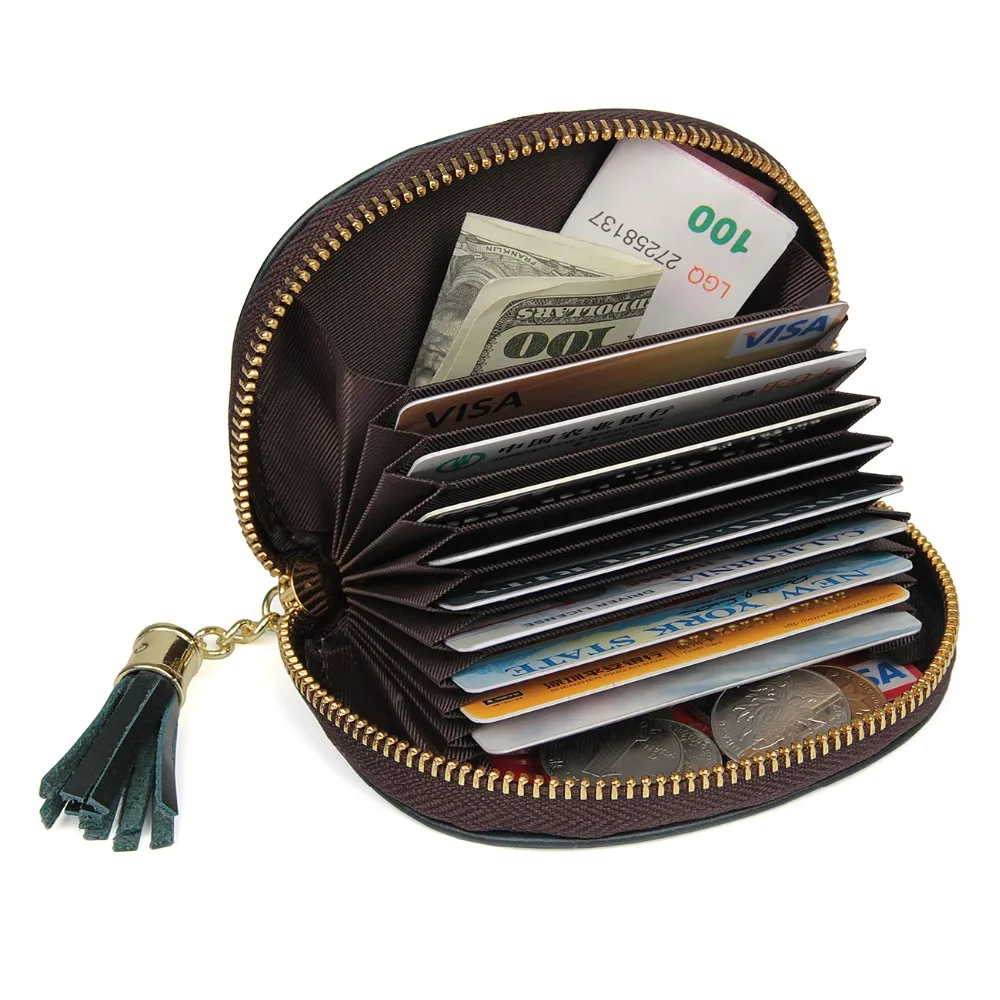 

J.M.D Genuine Leather Card Holder Wallet Semicircle ID Card Holder for Women