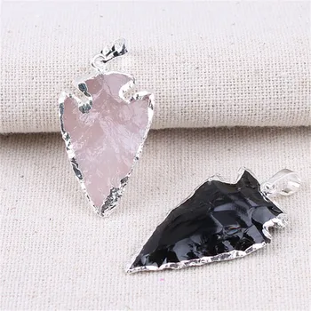 

Female Pendant Stone Obsidian Arrow Pendants Crystal Obsidian Jewelry Natural Agates Crystal Personality Pendant