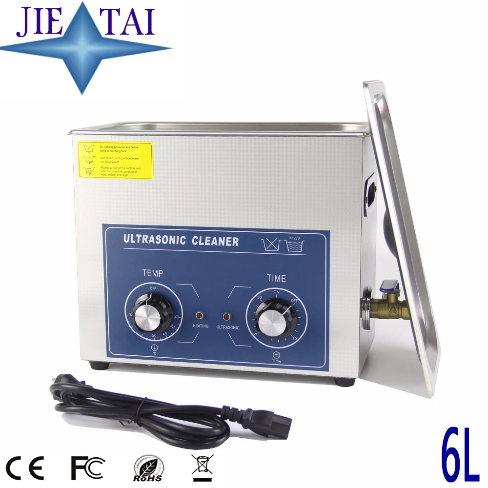 

JIETAI Ultrasonic Cleaner Bath 6L 40kHz 180W Metal Basket Cleaning Industrial Electronic Parts Cleaner Machine