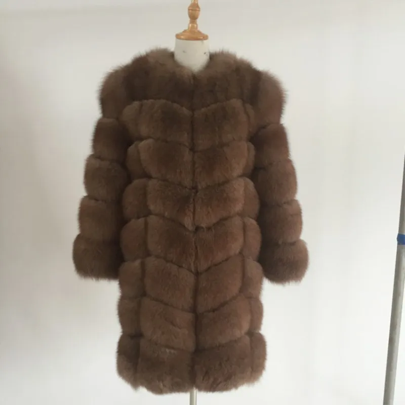 

2019 real fox fur coat long neck sweater real fur coat pocket fur vest