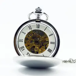 Винтаж польский Shilver Механические карманные часы ретро Рука обмотки полые Fob часы для мужчин для женщин Подарочное ожерелье-цепочка PJX1250