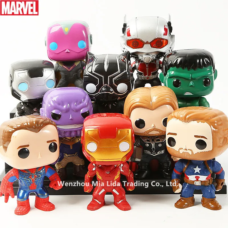 

Hasbro Marvel 8pcs/set Decoration Iron Man Supreme Spider-Man Raytheon Hulk Q version model toy garbage kit