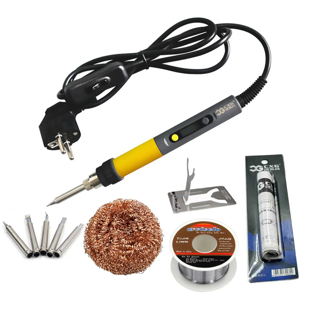 

CXG C110W 220V Backlight Adjustable Temperature Electric Soldering Iron LCD Digital Display Welding Solder Station EU Plug