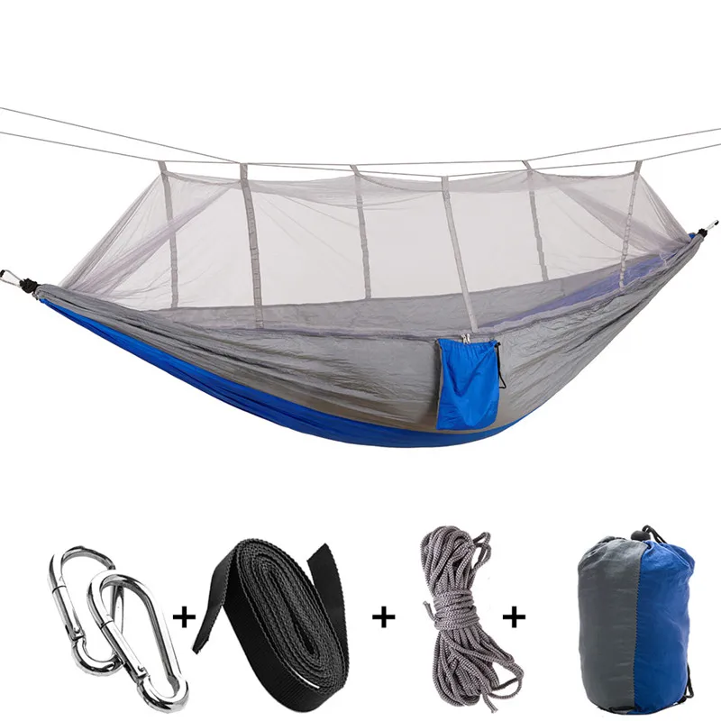 260x140cm Camping Hammock with Mosquito Net Double Travel Hanging Sleeping Bed Swing with Tree Straps for Travel Survival Garden outdoor furniture discount Outdoor Furniture