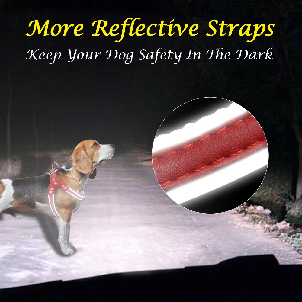 Светоотражающий Жилет для собак питбуль из искусственной кожи жилет для собак для маленьких средних собак стразы аксессуары ремни безопасности для животных