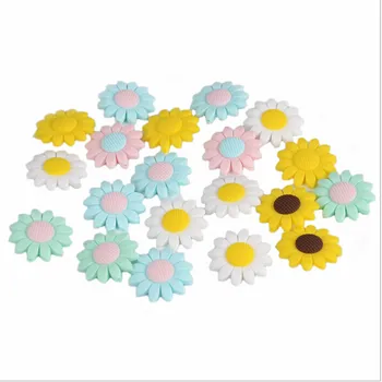 

Hot Sunflower Silicone Food Grade Teether Baby Teething Beads Tooth Care Candy Color Chew Jewelry Making Baby Teether