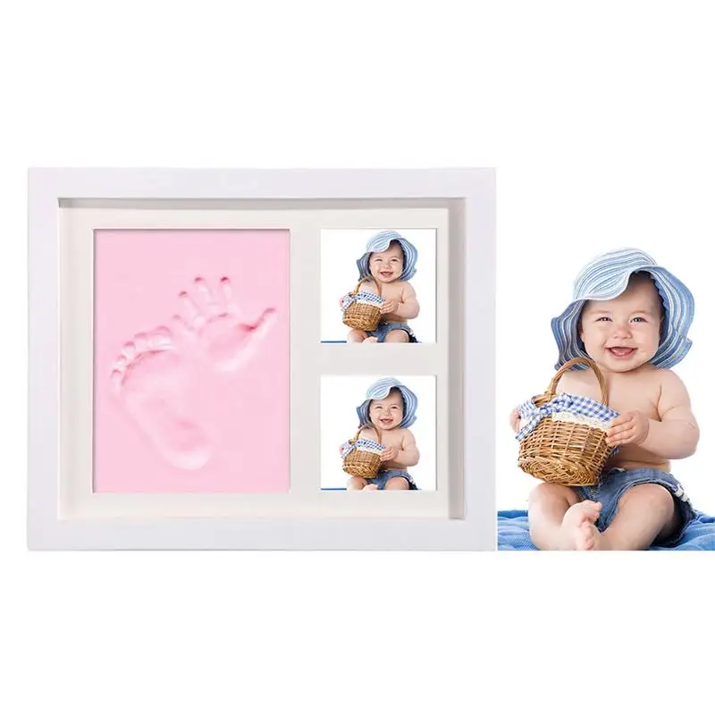Детские формы с отпечатками пальцев для новорожденных, фоторамка, детский сувенир, глиняный элемент, сенсорная панель для мальчиков и девочек - Цвет: Pink