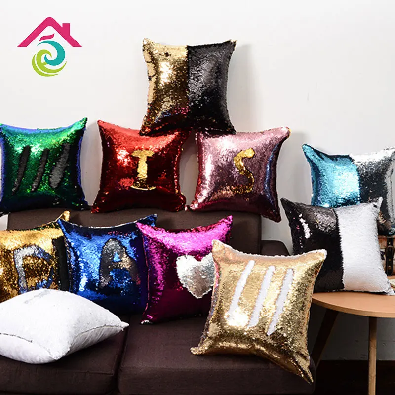 Cushion Cover DIY Sequin Sofa Hold Cushion Cover Multiple Glitter DIY Numbers Home Living Room