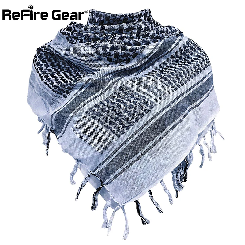 

ReFire Gear Arab Tactical Shemagh Scarf Army Desert Headwear Military Keffiyeh Scarves 100% Cotton Paintball Combat Arabic Scarf