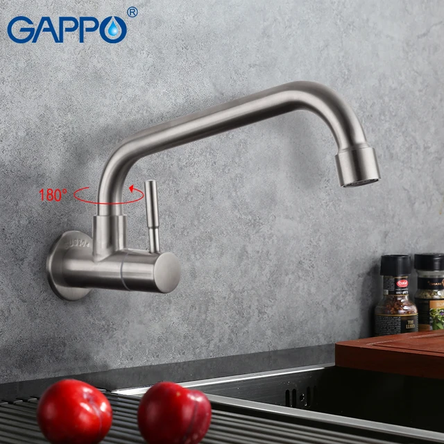 Best Price GAPPO Kitchen Faucet Wall Mounted Single Handle 304 Stainless kitchen water taps cold water faucet                              