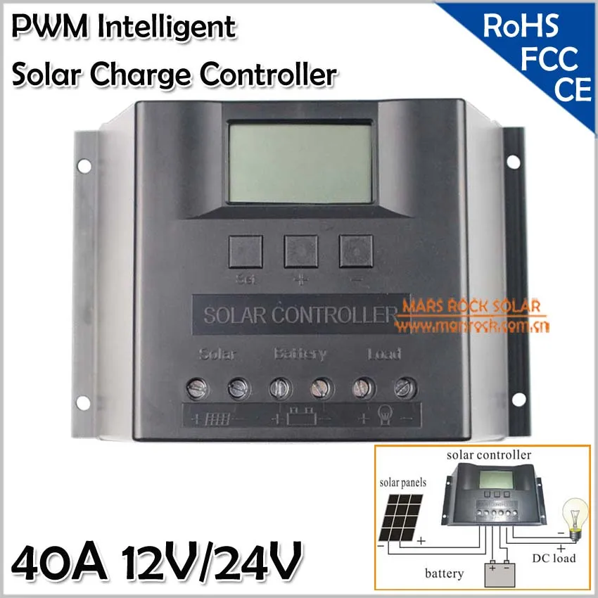 

Cargador Solar 40A 12V/24V, Solar Panel Charge Controller with LED Display, Automatic Identification, PWM Charge Controller 40A