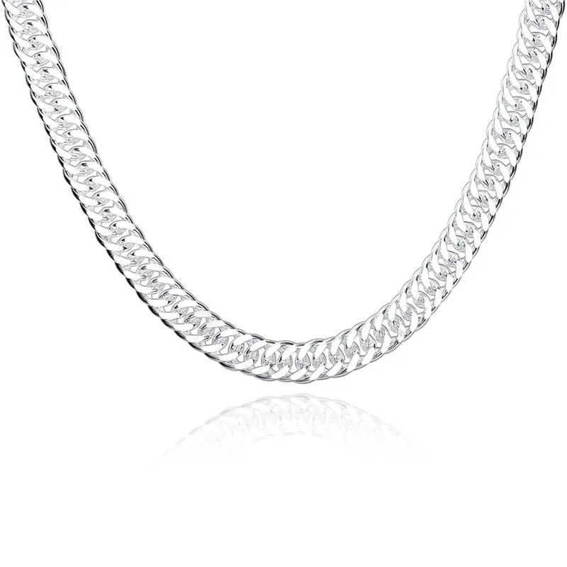 

Silver 925 Necklaces for Man Fashion Men Jewelry Accessories 10mm Chains Long Necklaces Homme Collares Christmas Gifts Bijoux