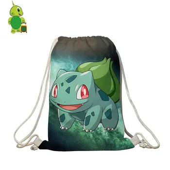 

Pokemon Bulbasaur Galaxy Space Drawstring Bag Women Men Softback Travel Bags Boys Girls School Bags Storage Shopping Bag