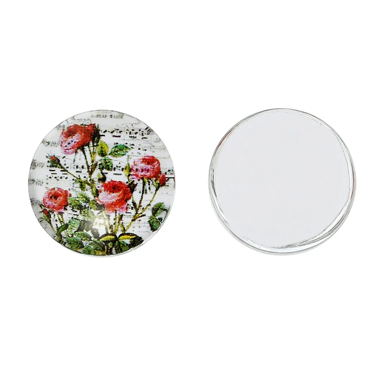 DoreenBeads Glass Dome Seals Cabochons Embellishments Findings Round Flatback Multicolor Flower