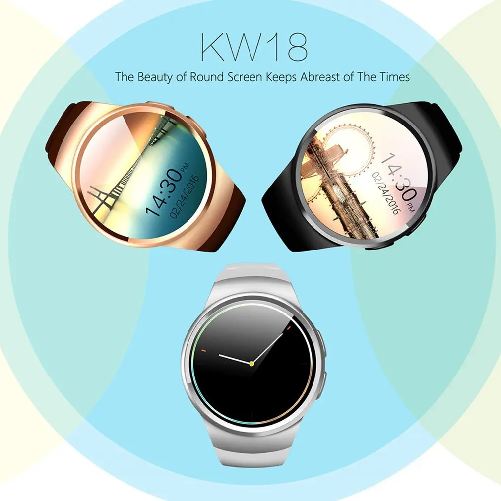 KINGWEAR KW18 Bluetooth Смарт часы полный экран Поддержка SIM TF карты Smartwatch телефон сердечного ритма для apple gear s2 huawei xiaomi