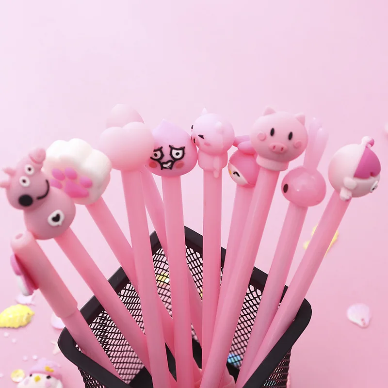 Милые гелевые ручки Kawaii для девочек, 20 шт./партия, обычные ручки с рисунком для детей, подарки, письменные принадлежности, канцелярские принадлежности с сумкой в комплекте