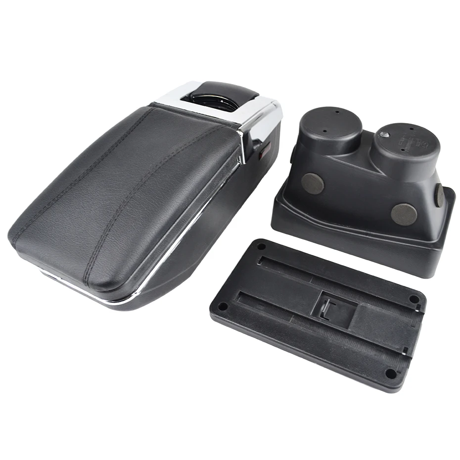 Storage Box For Peugeot 208 2013 2014 2015 2016 2017 2018 Arm Rest Rotatable Armrest Black Leather