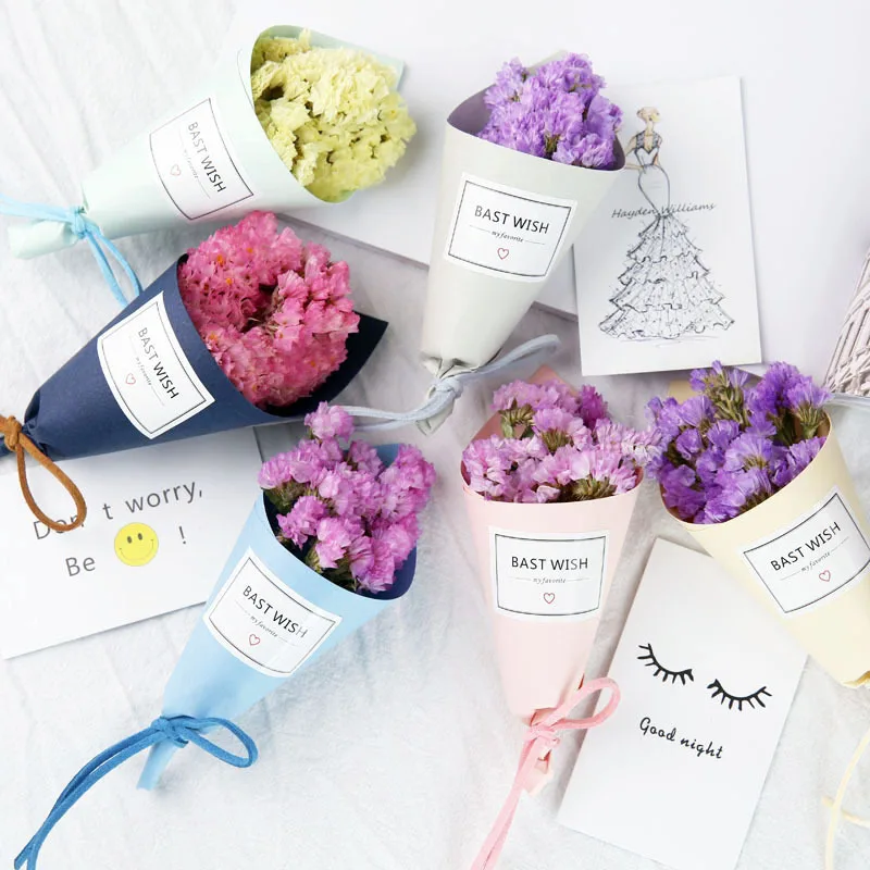 

1pcs Mini Lavender Flower Forget-me-not Bouquet Natural Dried Flower Wedding Decorative Flowers Shop Home Decor Gift Box Decor