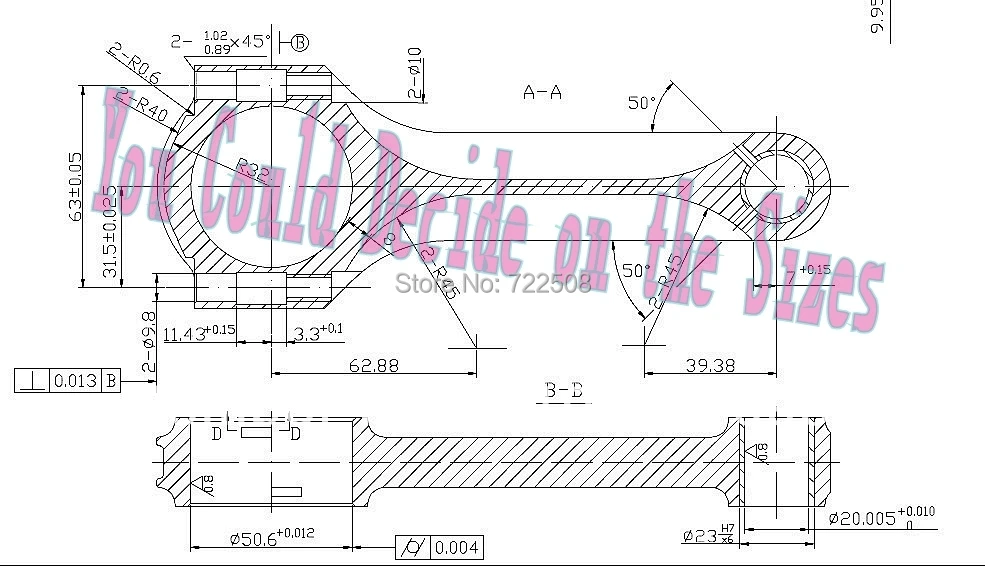 4340 H beam forged connecting rod for race type r engine modifying tuning enhancement